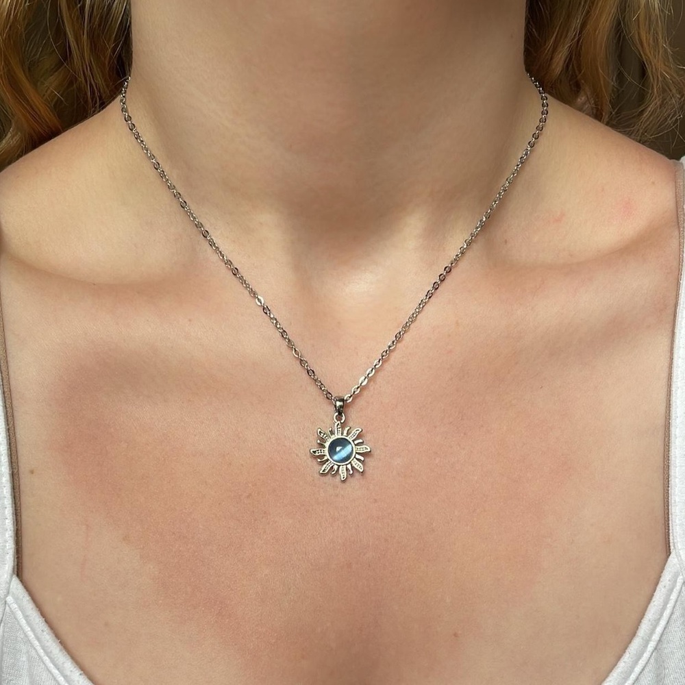 Blue Sun Pendant Necklace